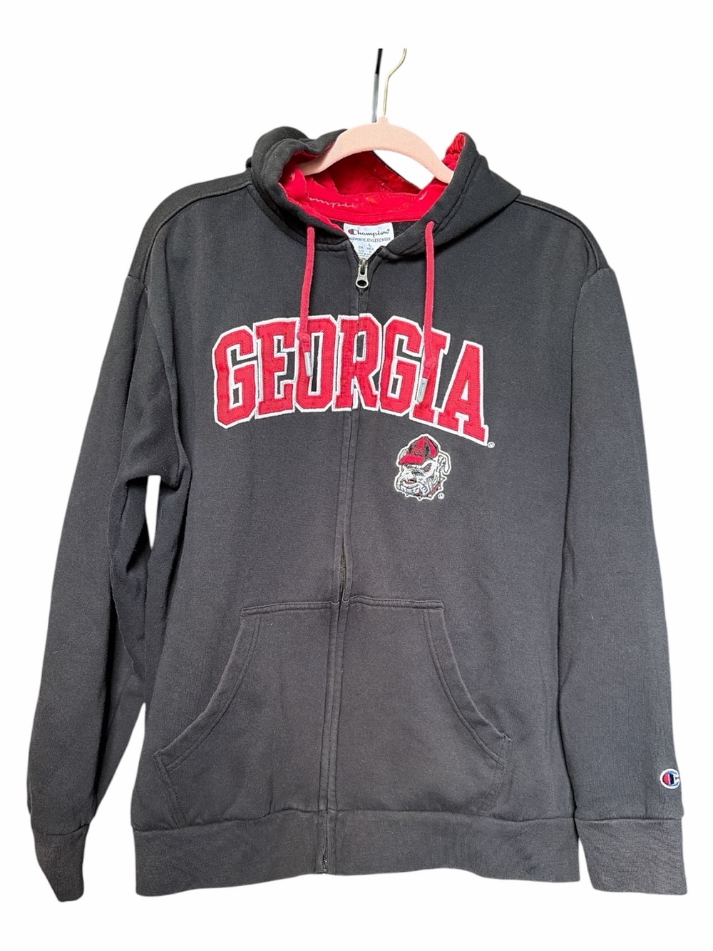 Champion Black GA Bulldogs Zip Up Hoodie - Men’s Size Large